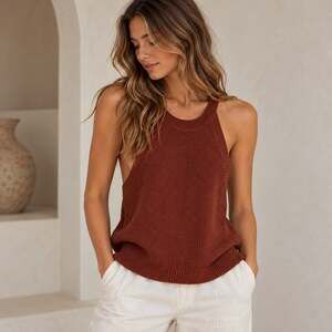 Gentle Fawn Brown Sleeveless Sweater Size Large